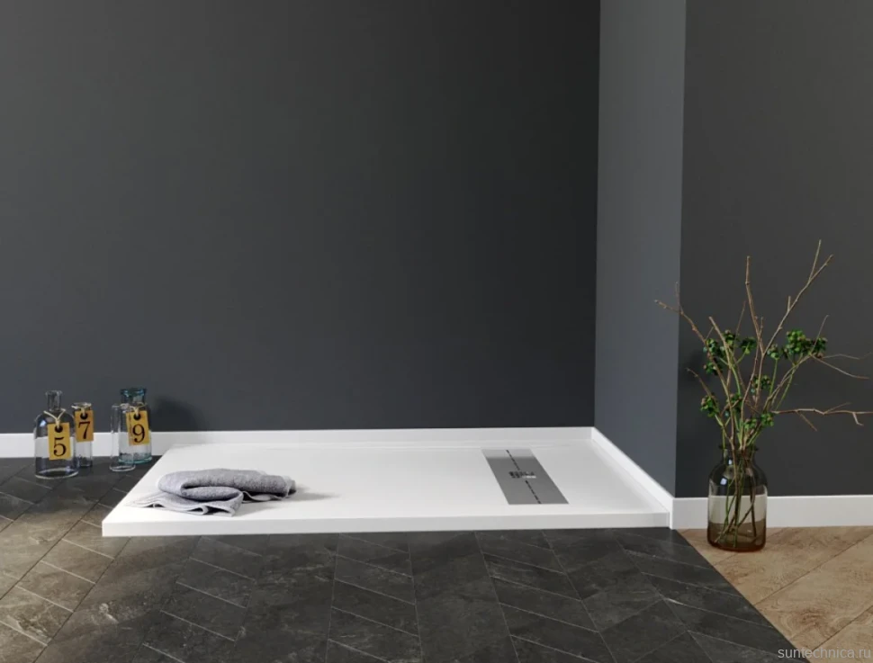 Поддон для душа Aquanet Delight 160x90 белый камень, с сифоном