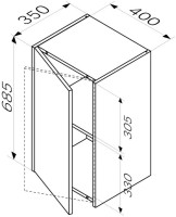 Шкаф в ванную AM.PM Func M8FCH0402WM 40 подвесной, матовый белый, фурнитура серебро