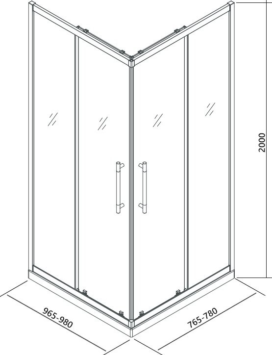 Душевой уголок Veconi Premium Trento PTC-20B 100x80, профиль черный матовый, стекло прозрачное