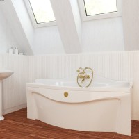 Ванна из искусственного камня Фэма Франческа 170x85 см, пристенная, белая, на ножках