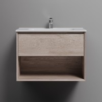 Тумба с раковиной Sancos Marmi 1.0 70 дуб галифакс натуральный, раковина CN7007