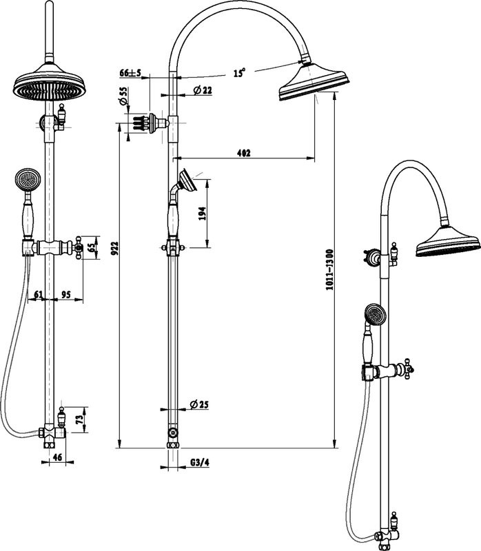 Душевой комплект Смеситель для душа Boheme Vogue 214 + Стойка Imperiale 402