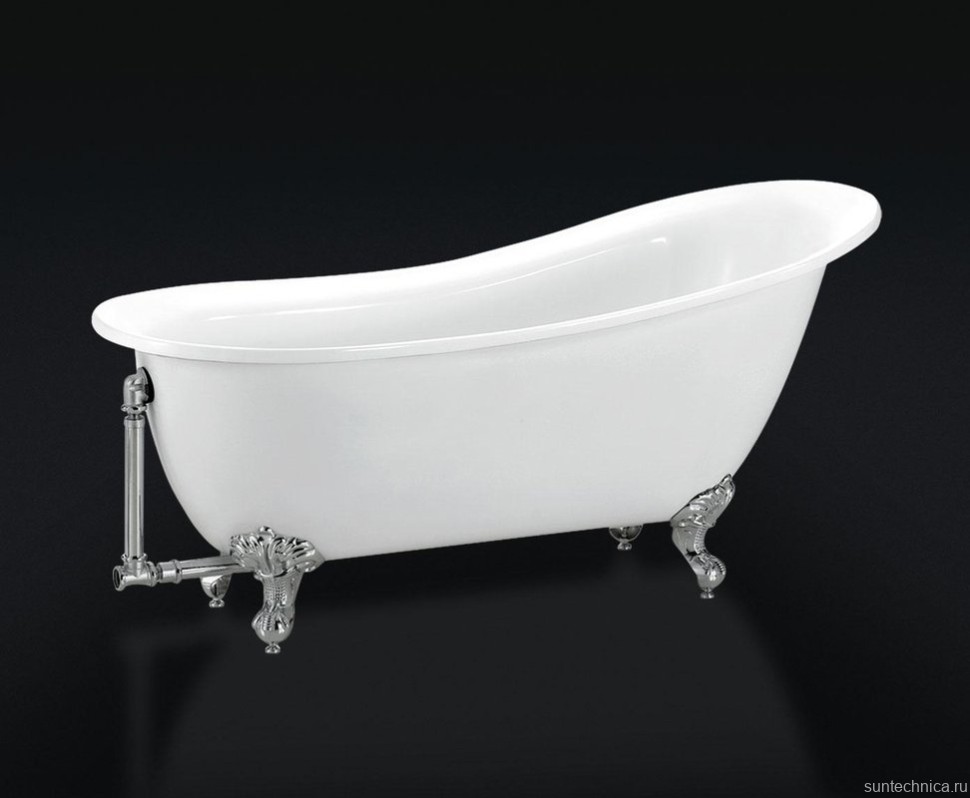 Акриловая ванна BelBagno BB06-1550 155x75 см, правая, отдельностоящая, белая, овальная