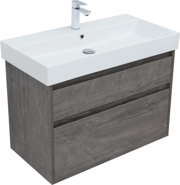 Тумба с раковиной Aquanet Nova Lite 85 дуб рошелье, 2 ящика