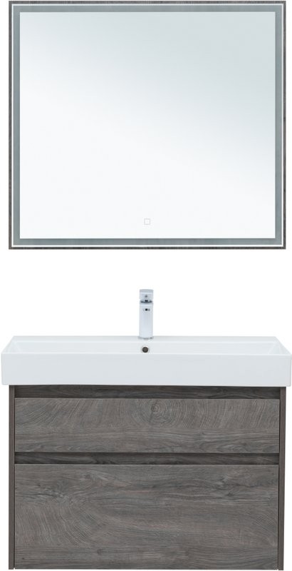 Тумба с раковиной Aquanet Nova Lite 85 дуб рошелье, 2 ящика