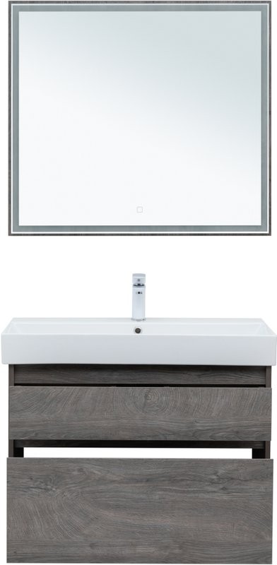 Тумба с раковиной Aquanet Nova Lite 85 дуб рошелье, 2 ящика