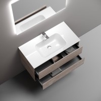 Мебель для ванной комнаты Sancos Marmi 2.0 90 дуб галифакс натуральный, раковина CN7002