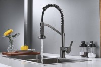 Смеситель для кухни Shevanik S963T с гибким изливом, оружейная сталь