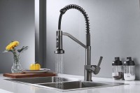 Смеситель для кухни Shevanik S963T с гибким изливом, оружейная сталь