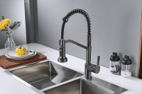 Смеситель для кухни Shevanik S963T с гибким изливом, оружейная сталь