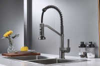 Смеситель для кухни Shevanik S963T с гибким изливом, оружейная сталь