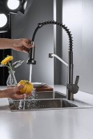 Смеситель для кухни Shevanik S963T с гибким изливом, оружейная сталь