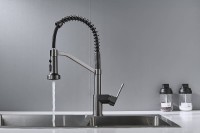 Смеситель для кухни Shevanik S963T с гибким изливом, оружейная сталь