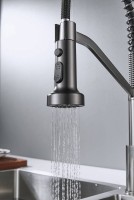 Смеситель для кухни Shevanik S963T с гибким изливом, оружейная сталь