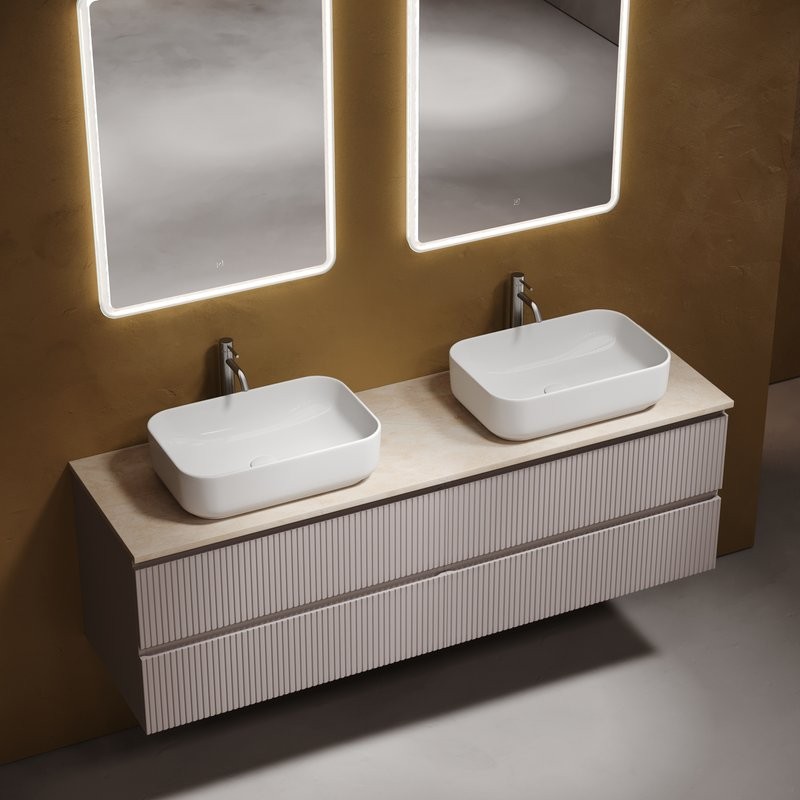 Тумба с раковиной Sancos Snob T 160 doha soft, столешница бежевая TT160A2X, раковина CN5043