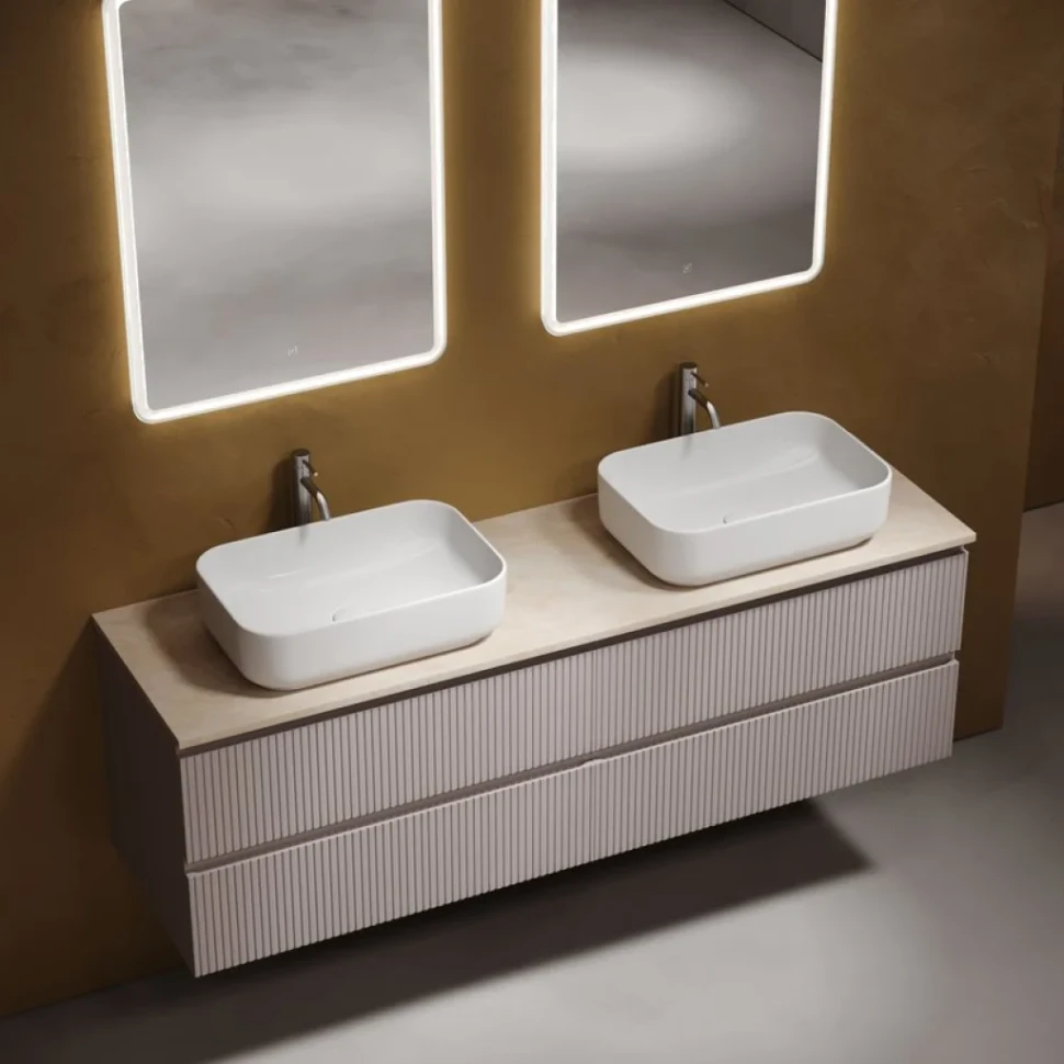 Тумба с раковиной Sancos Snob T 160 doha soft, столешница бежевая TT160A2X, раковина CN5043