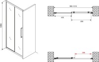 Душевая дверь в нишу Abber Schwarzer Diamant AG30100BMH 100 см, профиль черный, стекло матовое