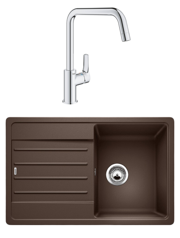 Комплект Мойка Blanco Legra 45 S кофе + Смеситель Grohe Eurosmart