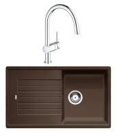 Комплект Мойка Blanco Zia 5S 520519 кофе + Смеситель Grohe Minta 3291800E хром