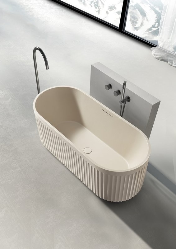 Ванна из искусственного камня AltroBagno Gianni 090213 170x75 см, отдельностоящая, овальная, на ножках, с донным клапаном, с подголовником