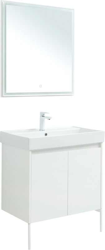 Мебель для ванной комнаты Aquanet Nova Lite 75 белый глянец, с дверками