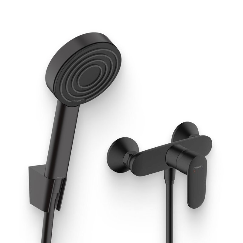 Душевой комплект Смеситель для душа Hansgrohe Vernis Blend 71640670, черный + Гарнитур Pulsify 105 1jet 24301670, 1,25, матовый черный