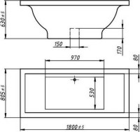 Ванна из искусственного камня Фэма Айсберг без опоры 180x80 см, пристенная, белая