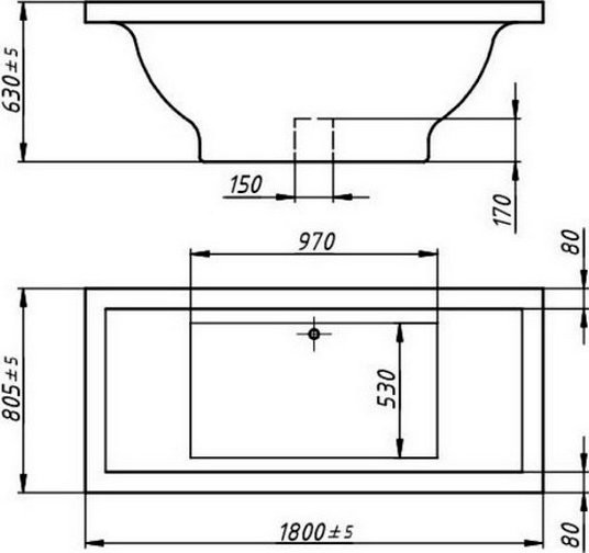 Ванна из искусственного камня Фэма Айсберг без опоры 180x80 см, пристенная, белая