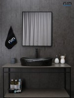 Накладная раковина GID Creativo Bm777 60 матовая черная, овальная, фаянс