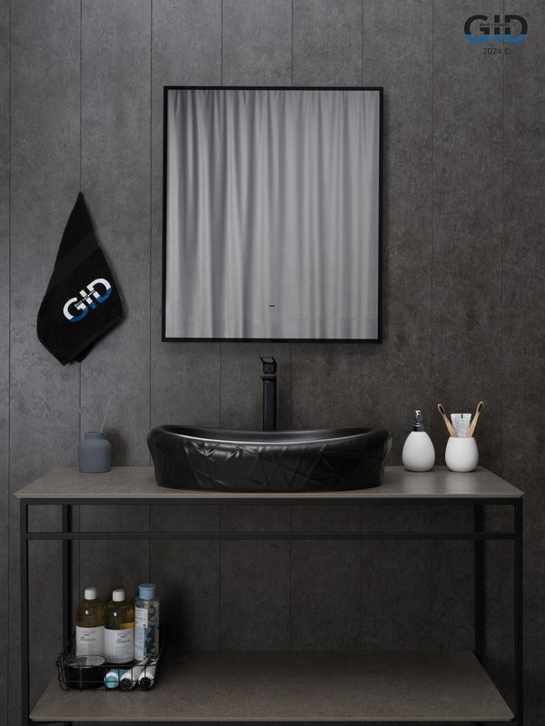 Накладная раковина GID Creativo Bm777 60 матовая черная, овальная, фаянс