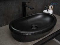 Накладная раковина GID Creativo Bm777 60 матовая черная, овальная, фаянс