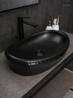 Накладная раковина GID Creativo Bm777 60 матовая черная, овальная, фаянс