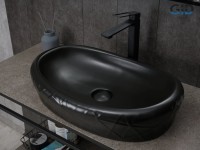 Накладная раковина GID Creativo Bm777 60 матовая черная, овальная, фаянс