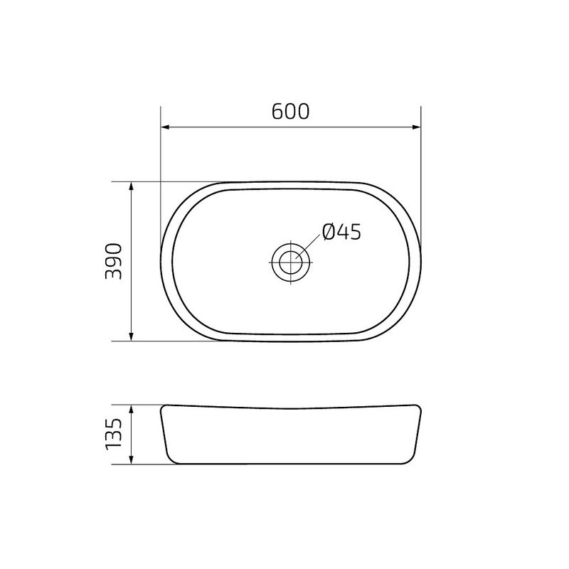 Накладная раковина GID Creativo Bm777 60 матовая черная, овальная, фаянс