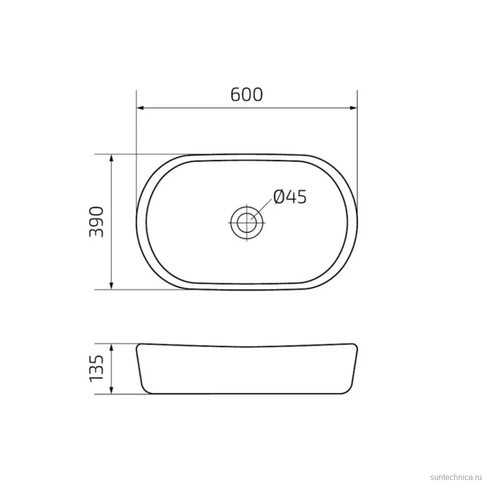 Накладная раковина GID Creativo Bm777 60 матовая черная, овальная, фаянс