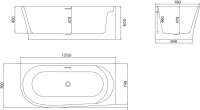 Акриловая ванна BelBagno BB410-1500-780-R без опоры 150x80 см, правая, пристенная, белая, со сливом-переливом