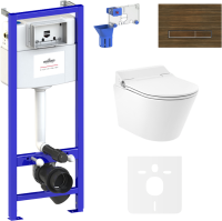 Комплект Lavinia Boho Унитаз подвесной Smart V-Clean 335901RS с микролифтом + Инсталляция RelFix 38010010 + Кнопка RelFix 3805005T + Дозатор RelFix 38040010