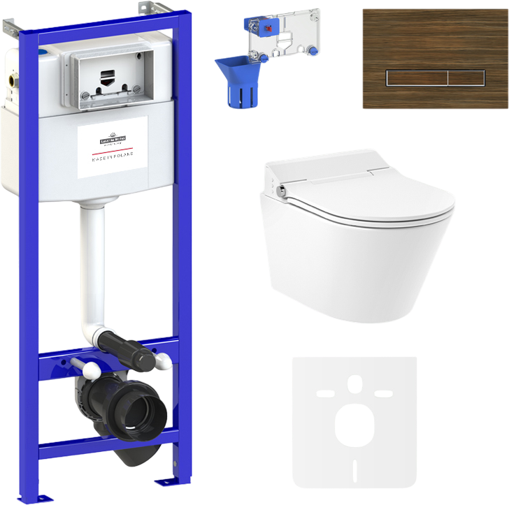 Комплект Lavinia Boho Унитаз подвесной Smart V-Clean 335901RS с микролифтом + Инсталляция RelFix 38010010 + Кнопка RelFix 3805005T + Дозатор RelFix 38040010