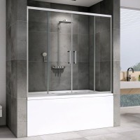 Шторка на ванну Abber Schwarzer Diamant AG57160 160x140, профиль хром, стекло прозрачное