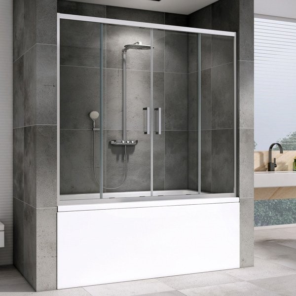Шторка на ванну Abber Schwarzer Diamant AG57160 160x140, профиль хром, стекло прозрачное