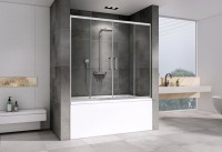 Шторка на ванну Abber Schwarzer Diamant AG57160 160x140, профиль хром, стекло прозрачное