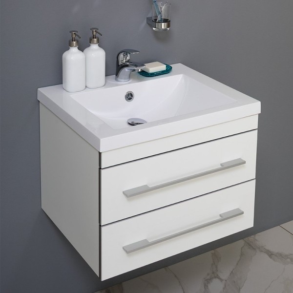 Тумба с раковиной Aquanet Верона 58 подвесная белая