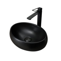 Накладная раковина GID Lago Bm9030ds 40 матовая черная, овальная, фаянс