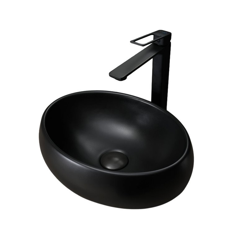 Накладная раковина GID Lago Bm9030ds 40 матовая черная, овальная, фаянс