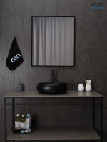 Накладная раковина GID Lago Bm9030ds 40 матовая черная, овальная, фаянс