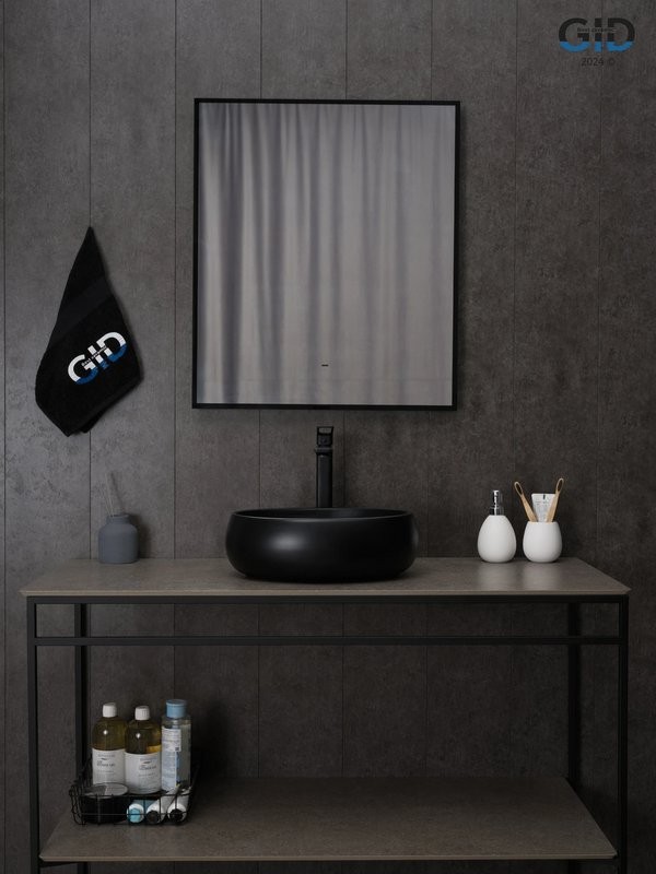 Накладная раковина GID Lago Bm9030ds 40 матовая черная, овальная, фаянс