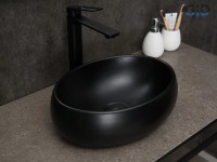 Накладная раковина GID Lago Bm9030ds 40 матовая черная, овальная, фаянс
