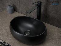 Накладная раковина GID Lago Bm9030ds 40 матовая черная, овальная, фаянс