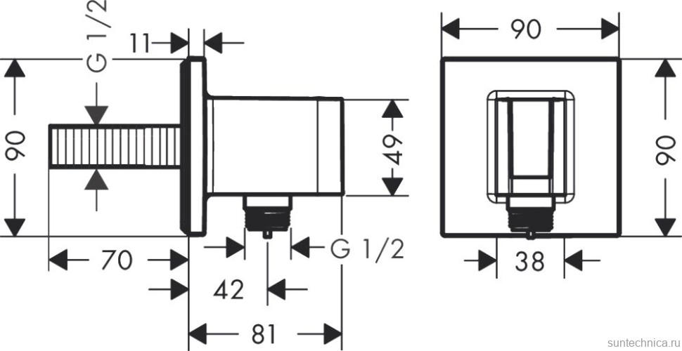 Шланговое подключение Hansgrohe FixFit Porter E 26889140 шлифованная бронза