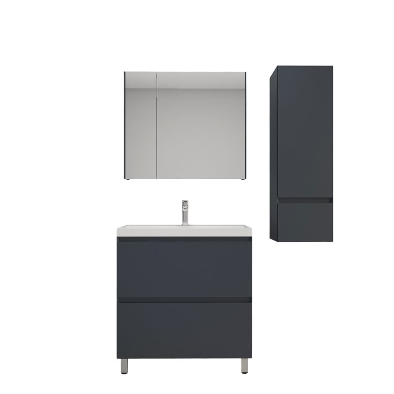 Мебель для ванной комнаты Style Line Манхэттен 80 напольная, графит, раковина Andrea Classic 80